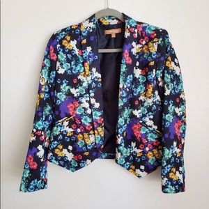 Ellen Tracy Navy Floral Silk Blazer